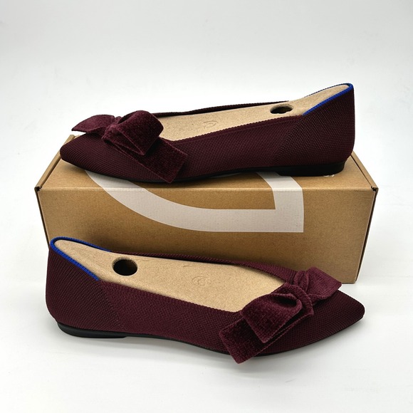Rothy's Shoes - Rothy's The Bow Point II Sz 6.5 Womens Flats Syrah Burgundy Sustainable Knit NEW